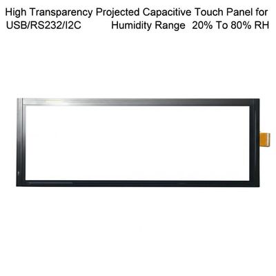 Panel táctil capacitivo proyectado de alta transparencia para USB/RS232/I2C Rango de humedad del 20% al 80% HR